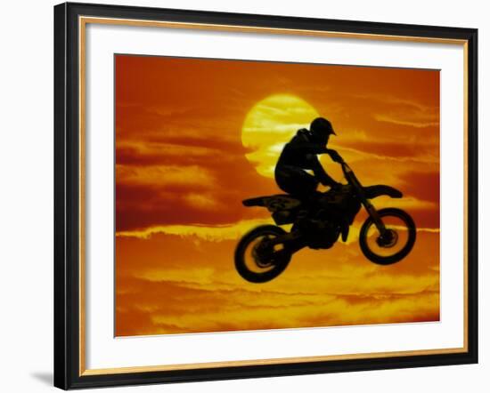 Digital Composite of Motocross Racer Doing Jump-Steve Satushek-Framed Photographic Print