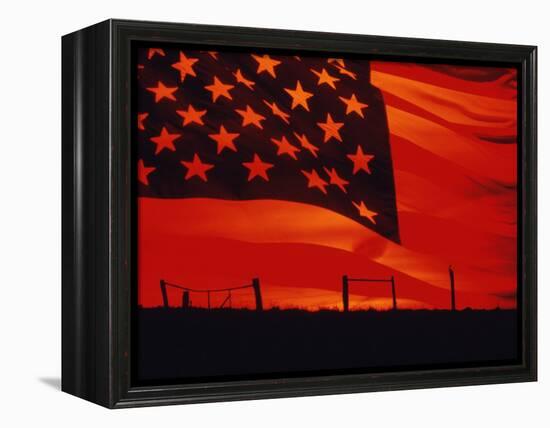 Digital Composite of the American Flag over the Countryside-null-Framed Premier Image Canvas