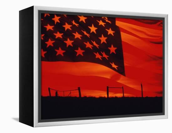 Digital Composite of the American Flag over the Countryside-null-Framed Premier Image Canvas