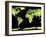 Digital Elevation Model of the Continents on Earth-null-Framed Photographic Print