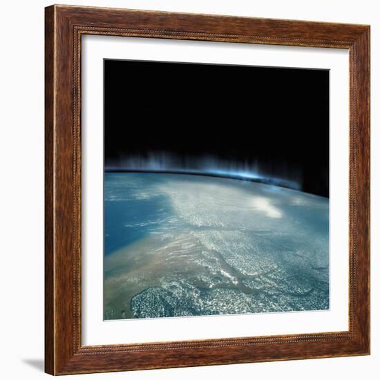 Digital Illustration of Aurora Borealis from Space-Photodisc-Framed Photographic Print