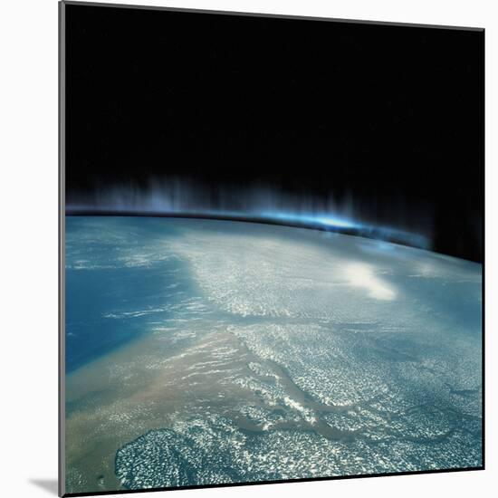 Digital Illustration of Aurora Borealis from Space-Photodisc-Mounted Photographic Print