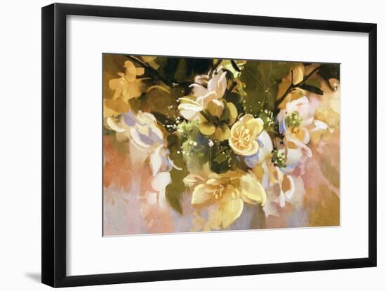 Digital Painting of Abstract Flowers,Illustration-Tithi Luadthong-Framed Art Print