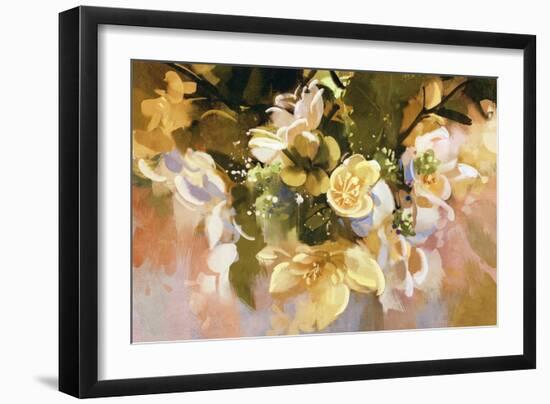 Digital Painting of Abstract Flowers,Illustration-Tithi Luadthong-Framed Art Print