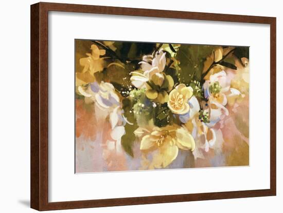 Digital Painting of Abstract Flowers,Illustration-Tithi Luadthong-Framed Art Print