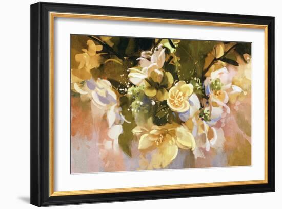 Digital Painting of Abstract Flowers,Illustration-Tithi Luadthong-Framed Art Print
