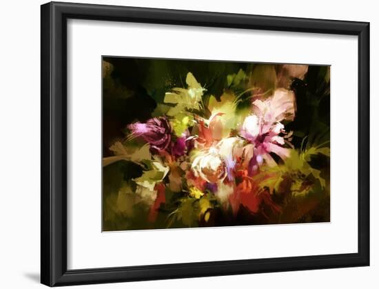 Digital Painting of Abstract Flowers,Illustration-Tithi Luadthong-Framed Art Print