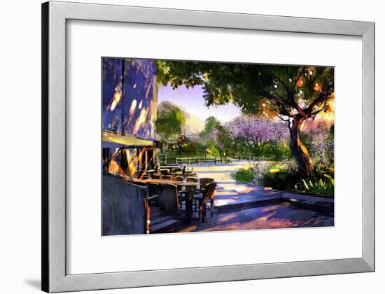 Digital Painting Showing Beautiful Sunny in the Park,Illustration-Tithi Luadthong-Framed Art Print