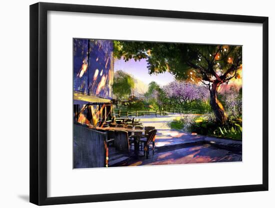 Digital Painting Showing Beautiful Sunny in the Park,Illustration-Tithi Luadthong-Framed Art Print