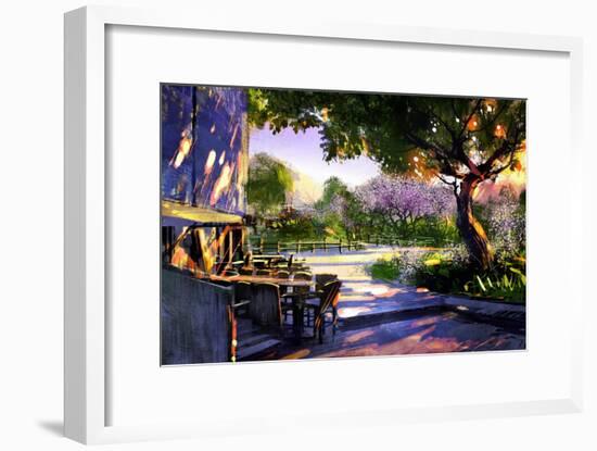 Digital Painting Showing Beautiful Sunny in the Park,Illustration-Tithi Luadthong-Framed Art Print