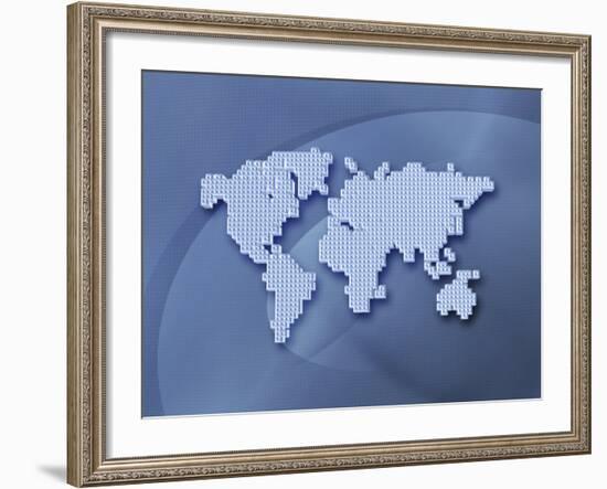 Digitally Generated Image of the World in Pixels-null-Framed Photographic Print