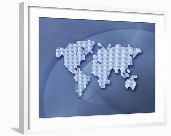 Digitally Generated Image of the World in Pixels-null-Framed Photographic Print