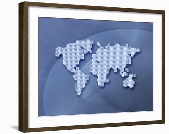 Digitally Generated Image of the World in Pixels-null-Framed Photographic Print