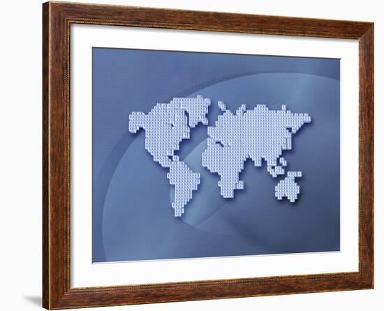 Digitally Generated Image of the World in Pixels-null-Framed Photographic Print