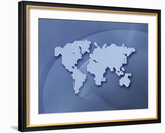 Digitally Generated Image of the World in Pixels--Framed Photographic Print