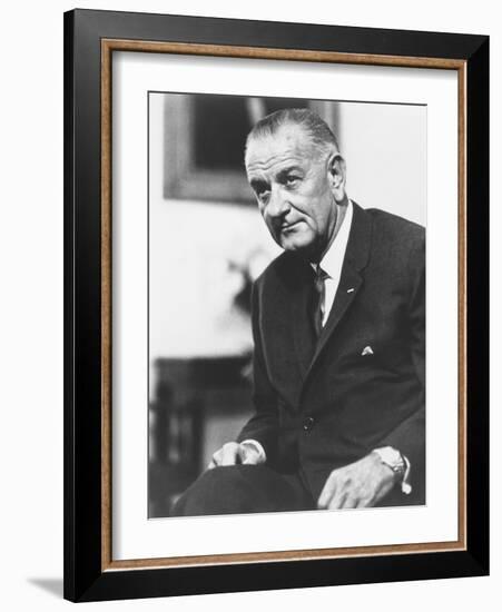 Digitally Restored American History Photo of President Lyndon B. Johnson-null-Framed Photographic Print