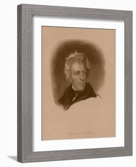 Digitally Restored American History Portrait of President Andrew Jackson-null-Framed Art Print