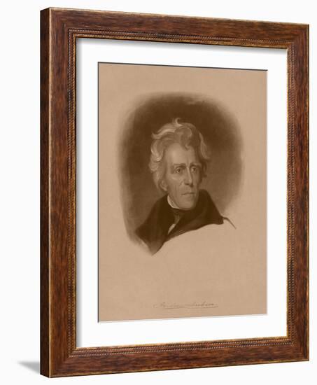 Digitally Restored American History Portrait of President Andrew Jackson-null-Framed Art Print