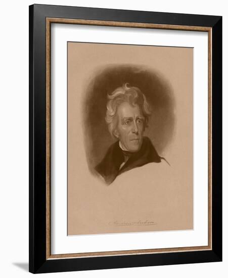 Digitally Restored American History Portrait of President Andrew Jackson-null-Framed Art Print