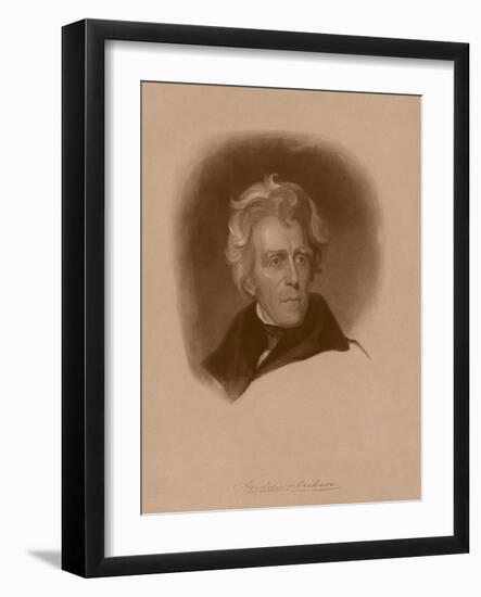 Digitally Restored American History Portrait of President Andrew Jackson-null-Framed Art Print