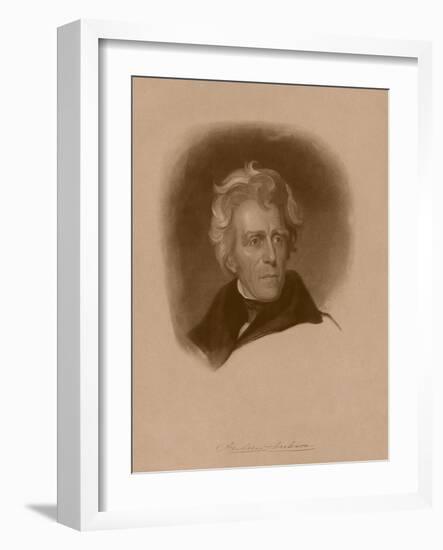 Digitally Restored American History Portrait of President Andrew Jackson-null-Framed Art Print