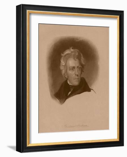 Digitally Restored American History Portrait of President Andrew Jackson-null-Framed Art Print