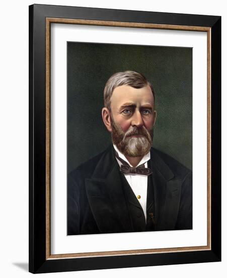 Digitally Restored Color Portrait of President Ulysses S. Grant-null-Framed Art Print