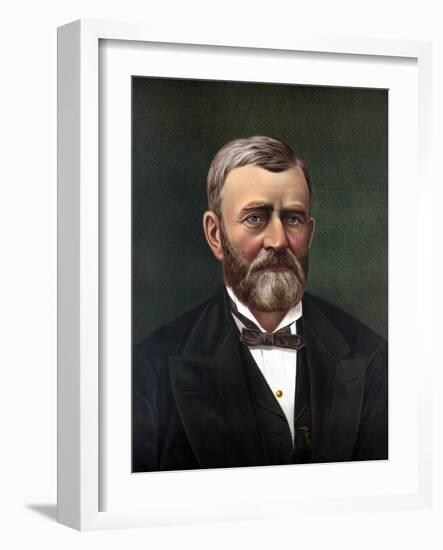 Digitally Restored Color Portrait of President Ulysses S. Grant-null-Framed Art Print