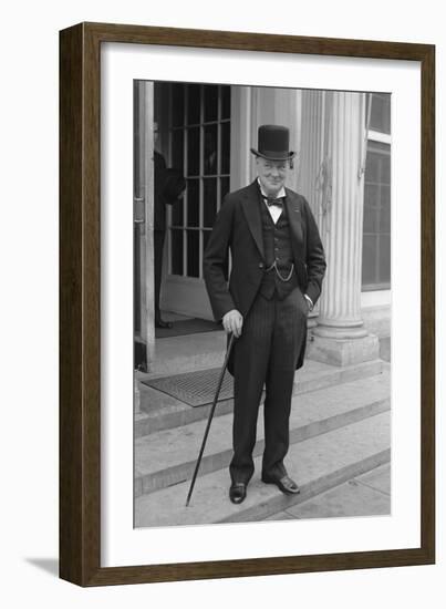 Digitally Restored English History Photo of Winston Churchill-null-Framed Photographic Print