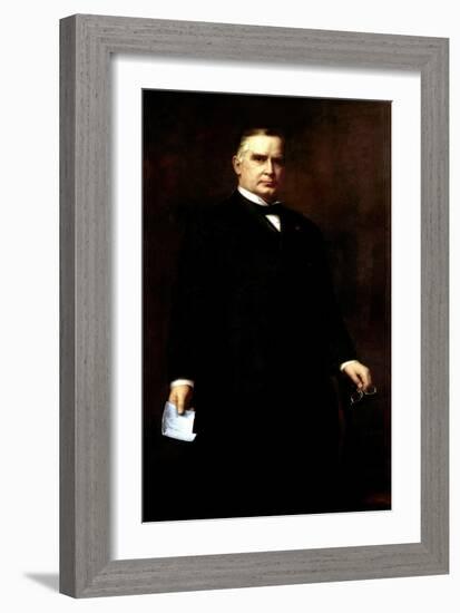 Digitally Restored Presidential Painting of President William Mckinley-null-Framed Art Print