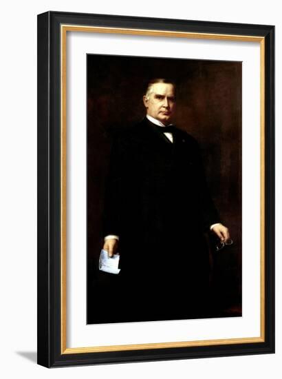 Digitally Restored Presidential Painting of President William Mckinley-null-Framed Art Print
