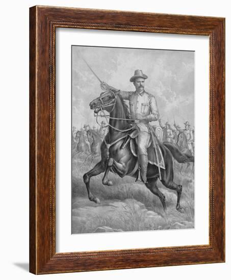 Digitally Restored Print of Colonel Theodore Roosevelt on Horseback-null-Framed Art Print