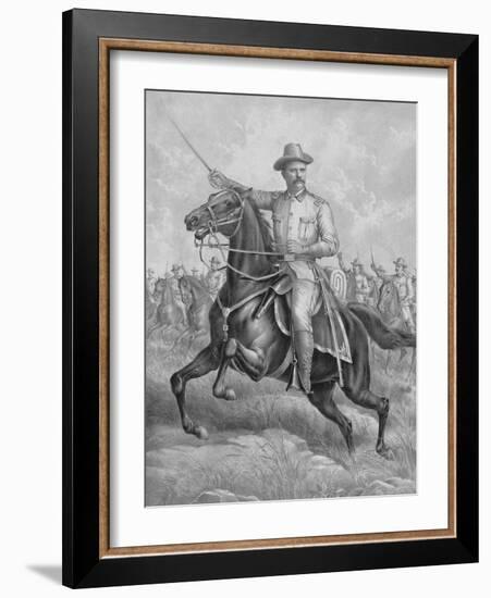 Digitally Restored Print of Colonel Theodore Roosevelt on Horseback-null-Framed Art Print