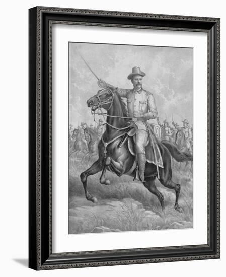 Digitally Restored Print of Colonel Theodore Roosevelt on Horseback-null-Framed Art Print