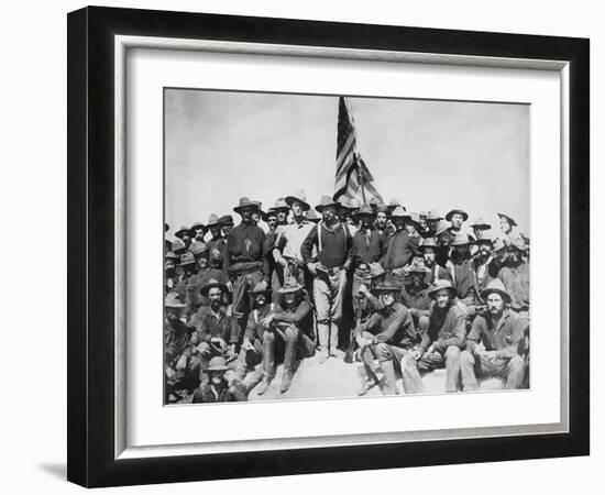 Digitally Restored Vector Artwork of Theodore Roosevelt And the Rough Riders-Stocktrek Images-Framed Photographic Print