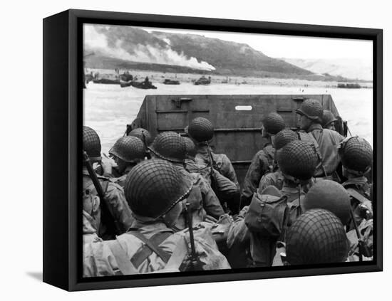 Digitally Restored Vector Photo of American Troops in a Landing Craft-Stocktrek Images-Framed Premier Image Canvas