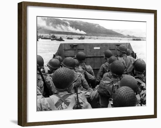 Digitally Restored Vector Photo of American Troops in a Landing Craft-Stocktrek Images-Framed Photographic Print