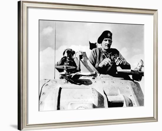 Digitally Restored Vector Photo of Field Marshal Bernard Law Montgomery in His Tank-Stocktrek Images-Framed Photographic Print