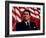 Digitally Restored Vector Photo of President Ronald Reagan in Front of American Flag-Stocktrek Images-Framed Photographic Print