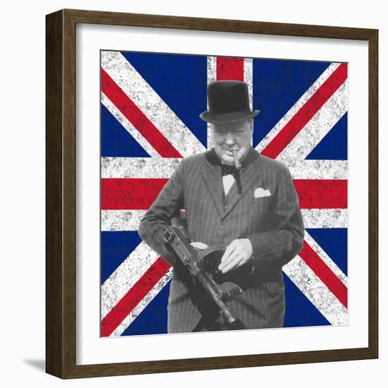 Digitally Restored Vector Photo of Sir WInston Churchill-Stocktrek Images-Framed Photographic Print