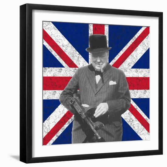 Digitally Restored Vector Photo of Sir WInston Churchill-Stocktrek Images-Framed Photographic Print