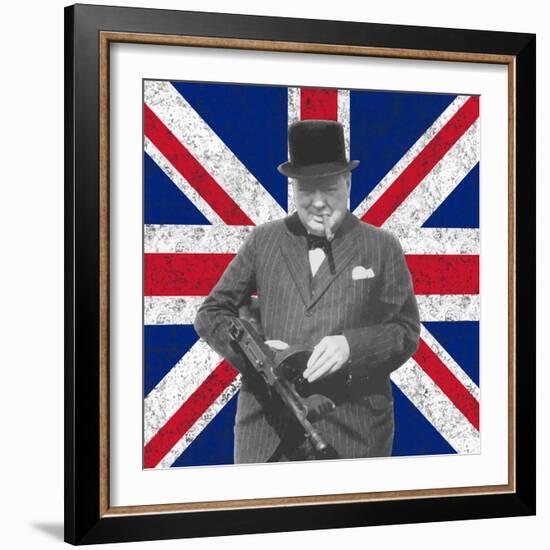 Digitally Restored Vector Photo of Sir WInston Churchill-Stocktrek Images-Framed Photographic Print