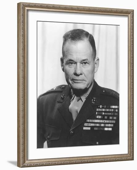 Digitally Restored Vector Portrait of General Lewis Chesty Puller-Stocktrek Images-Framed Photographic Print