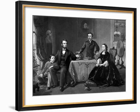 Digitally Restored Vintage Print of President Abraham Lincoln And His Family-Stocktrek Images-Framed Photographic Print