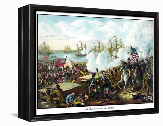 Digitally Restored War of 1812 Print at the Battle of New Orleans-Stocktrek Images-Framed Premier Image Canvas