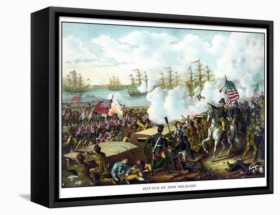 Digitally Restored War of 1812 Print at the Battle of New Orleans-Stocktrek Images-Framed Premier Image Canvas