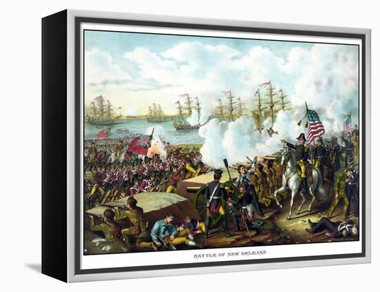 Digitally Restored War of 1812 Print at the Battle of New Orleans-Stocktrek Images-Framed Premier Image Canvas