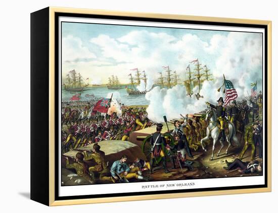 Digitally Restored War of 1812 Print at the Battle of New Orleans-Stocktrek Images-Framed Premier Image Canvas