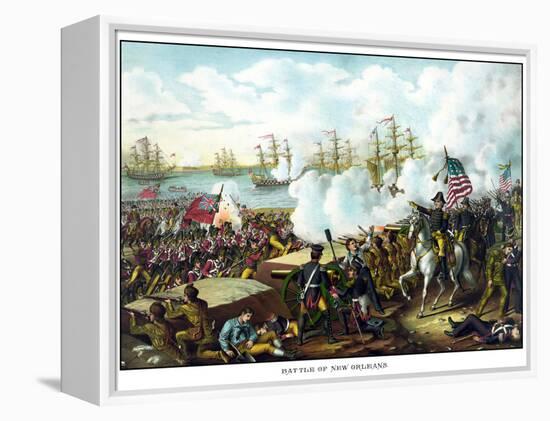 Digitally Restored War of 1812 Print at the Battle of New Orleans-Stocktrek Images-Framed Premier Image Canvas