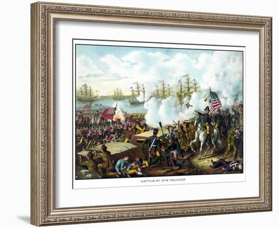 Digitally Restored War of 1812 Print at the Battle of New Orleans-Stocktrek Images-Framed Photographic Print